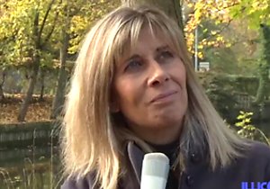 Blond-haired older lady gets fucked outdoors