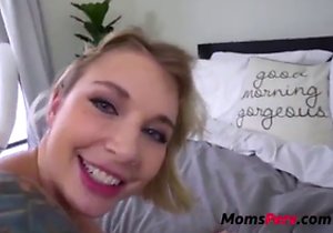 Interracial blowjob from a blond-haired beauty