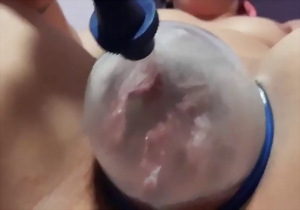 Sensual vacuum sex toy game with a hot mademoiselle